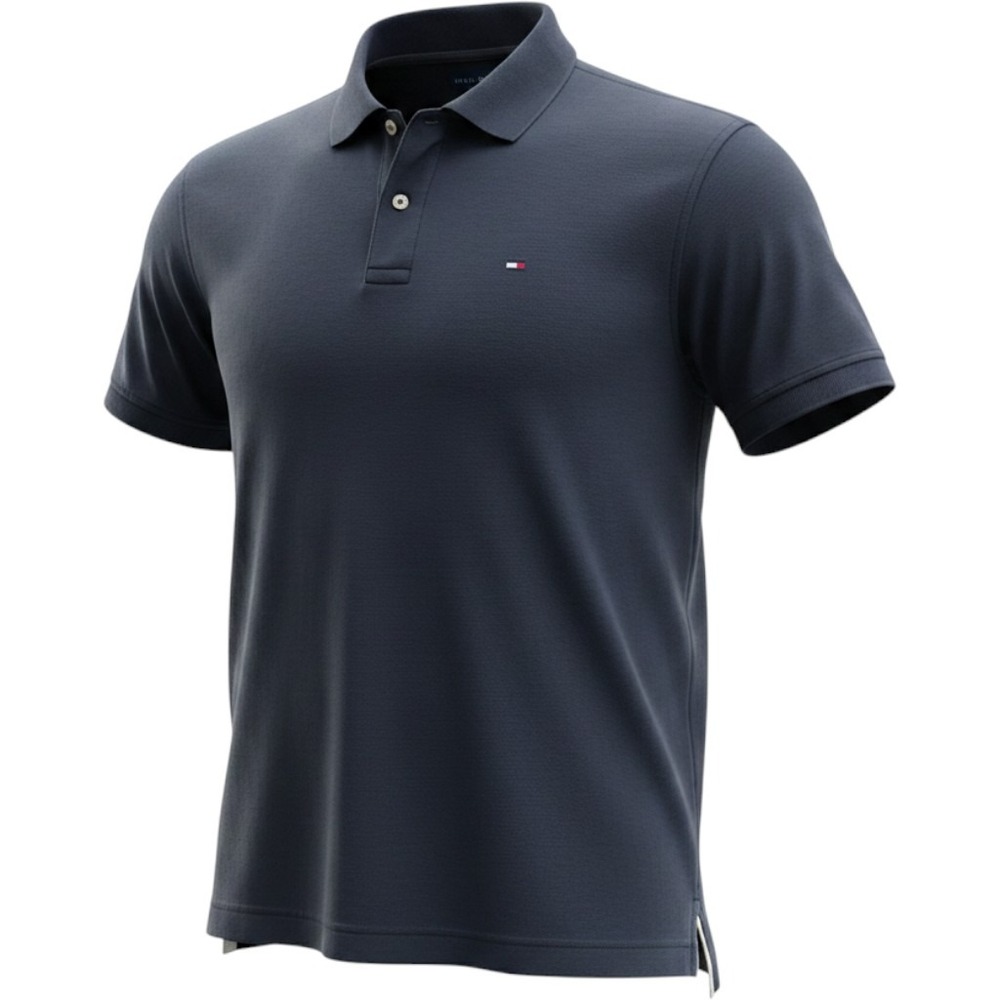 Tommy Hilfiger Mens Navy Blue Short Sleeve Pique Polo Shirt Large L/G